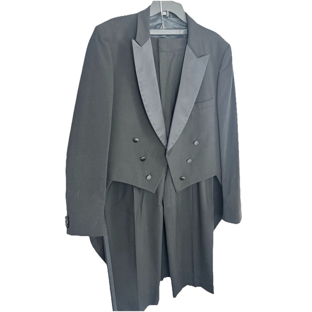 After Six Men's 50L /40x32‎ Tux Tuxedo 2Pc Formal Wedding Prom Satin Accents